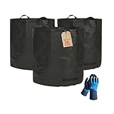 DIVID® Gartensäcke mit Trageschlaufen Schwarz |Gartensack 3x 272L Set Laubsack...