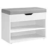 VASAGLE Schuhbank, Sitzbank, Schuhregal mit gepolstertem Kissen, Schuhorganizer...