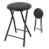 Spetebo Metall Klapphocker rund schwarz - 45 x Ø 30 cm - Sitzhocker klappbar...