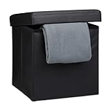 Relaxdays Faltbarer Sitzhocker, Sitzcube mit Stauraum u. Deckel, Fußablage, Sitzwürfel...