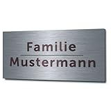 GRAVURZEILE Türschild mit Gravur - Edelstahl Namensschild - Personalisiert mit Name &...