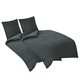 Aisbo Bettwäsche 135x200 4teilig Grau - Bettbezug 135 x 200 cm 4tlg mit...