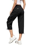 Hose Damen 3/4 Sommer Casual Cargohose Caprihose Jogginghose Comfy Stretch Leichte Outdoor...