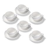 Terra Home 6er Milchkaffee-Tassen Set - Weiß, 350 ml, Matt, Porzellan, Dickwandig,...