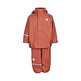 Celavi Girls Basic Rainwear Set-solid PU Rain Jacket, Redwood, 100