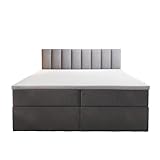 TRADA Palermo Boxspringbett 140x200 Grau mit Bettkästen H3 Matratze mit Topper