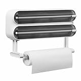 Quasziwa Wandrollenhalter Küche 3-in-1 Frischhaltefolienspender - Magnetischer...