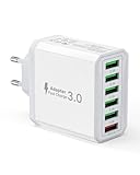 USB Ladegerät, 6-Ports Ladeadapter 33W USB Ladestecker mit QC 3.0 Schnellladegerät...