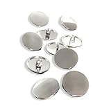 10 Stück flach glatt silber glänzend Metall Ösenknöpfe 15mm, 20mm, 23mm oder 25mm...