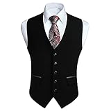 HISDERN Schwarz Anzugwesten Herren Klassische Hochzeit Business Weste Elegant...