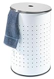 Home4You Wäschekorb mit Deckel und Luftlöchern - Edelstahl - Weiß - 37 L - Ø...