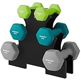 SONGMICS Hantel-Set für Krafttraining, mit Aufbewahrungshalterung, Fitness, 2 x...