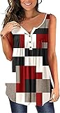MENSU Damen Oversized Ärmellos Blumen Druck Oberteile Tank Tops Bluse mit Knopfleiste...