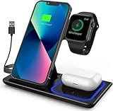 Kabelloses Ladegerät, faltbarer 3-in-1-Ladeständer für Apple Watch 9/8/7/6/SE/5/4/3/2,...