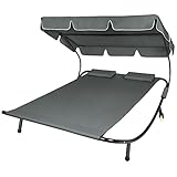 TecTake 800089 Sonnenliege Gartenliege Doppelliege mit Sonnendach + 2 Kissen |...