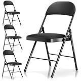 Klappstuhl mit Kissen - Gepolsterte Klappstühle 4er-Set, Schwarze Klappstühle...