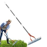 Edelstahl Handscharke, Gartenhand -Rechen,Einstellbarer Long Griff Edelstahl Kultivierer |...