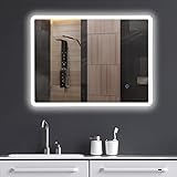 GuWet Wandspiegel Badezimmerspiegel LED,Badspiegel mit Beleuchtung,50*70cm mit Touch...