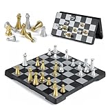 Gibot Mini Schachspiel magnetisch - Reise Schachbrett klappbar Schachbrett Schach...