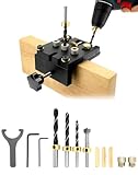 QWORK 3-in-1 Holzbearbeitungs-DüBellehren-Set, Taschenloch Bohrschablone, HolzdüBel...