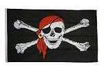 Flaggenfritze Fahne/Flagge Pirat mit Kopftuch Piratenfahne für den Mast 90 x 150 cm +...
