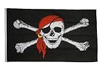 Flaggenfritze Fahne/Flagge Pirat mit Kopftuch Piratenfahne für den Mast 90 x...