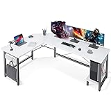 ODK Gaming Schreibtisch, Schreibtisch Weiß, Gaming Tisch mit Extra große...