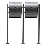 Wiltec 2er Briefkasten Set V18 Anthrazit, Wandbriefkasten mit Schloss,...