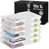 SmartStore - 10x Aufbewahrungsbox mit Deckel Classic 1L (21x17x6cm) | Stapelbare...