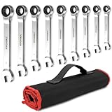 HYCHIKA Ratschenschlüssel Set, 9Pcs Ringschlüssel Set, Schraubenschlüssel set 6-19 mm,...