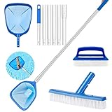 Poolbürste mit Teleskopstange,188 cm Pool Kescher mit Teleskopstange,Pool Sieb Kescher...