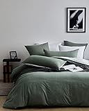 MILDLY Bettwäsche 135x200 Baumwolle Grün - 100% Baumwolle Bettwäsche Set mit...