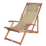 Casaria® Sonnenliege Holz Wetterfest Klappbar Verstellbar 160kg Belastbar Armlehne...