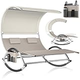 KESSER® Doppel-Sonnenliege Doppelliege mit Sonnendach, Kopfkissen Tasche für 2...