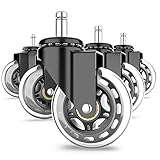 RAVN HAMAN 5er Set Bürostuhl-Rollen 11 mm x 22 mm Schwarz - - Stuhlrollen bis...