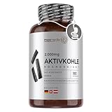 Aktivkohle Kapseln - Aus Kokosnussschale - 2000mg pro Tag - Für Blähungen & eine normale...