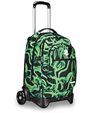 Invicta Plug Fantasy Schultrolley, Grün, Mehrzweck-Rucksack, Doppelfach mit abnehmbarem...