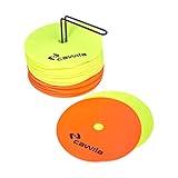 Cawila Markierungsscheiben, Floormarker 24er Set inkl. Halter, 12x orange + 12x Neongelb...