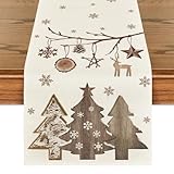 Artoid Mode Planken Bäume Hirsche Kugel Weihnachten Tischläufer, Winter Xmas Küche...