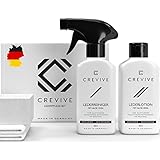 CREVIVE Lederpflege Set inkl. Lederreiniger & Lederlotion mit Aloe Vera + Schwamm + 2X...