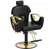 Anunweldo Friseurstuhl, Hydraulisch kippbarer Friseurstuhl, 360-Grad-Drehung, Frisörstuhl...