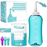Nasendusche Set · 120x Nasenspülsalz (300g) · Messlöffel (1g) · 3 Aufsätze für...