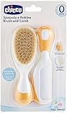 Chicco Set Baby-Haarbürste und Kamm, Babybürste mit weichen Naturborsten, Kamm...