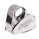 KINGMAS Juwelier lupe, 40X Vergrößerung Metall Faltlupe mit LED UV Licht Juwelierlupe...