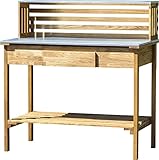 dobar 29140FSCe - XXL Premium Pflanztisch aus robustem Eichenholz - Gärntertisch mit...