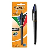 BIC 897785 Kugelschreiber 4 Colours Pro, mit schwarzem Schafft, 1 Stift, Ideal für das...