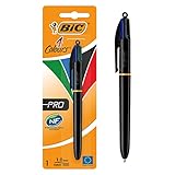 BIC 897785 Kugelschreiber 4 Colours Pro, mit schwarzem Schafft, 1 Stift, Ideal...