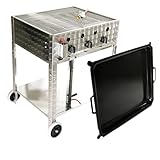 Edelstahl Gasbräter Gasgrill 10 kW fahrbar – 3-flammig mit Grillpfanne, Gestell,...