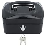 Geldkassette mit Geldfach und Schlüsselschloss, 6 Fächer Hochsichere Metall-Spardose...