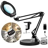 LED Lupenleuchte, 10X Lupe mit Licht 5 Farbmodi Stufenlos Dimmbar, LED Beleuchtete Lupe...